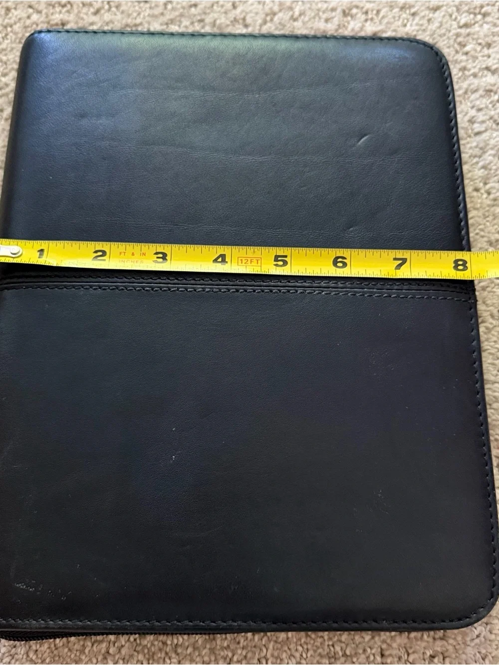 Franklin Covey Black Nappa Classic Leather Planner 7-Ring Binder Organizer Zip
